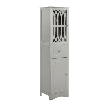 CHURANTY Freestanding Linen Tower Bathroom Storage Cabinet with Adjustable Shelf, Drawer and 2 Doors, Tall Slim, 16.5