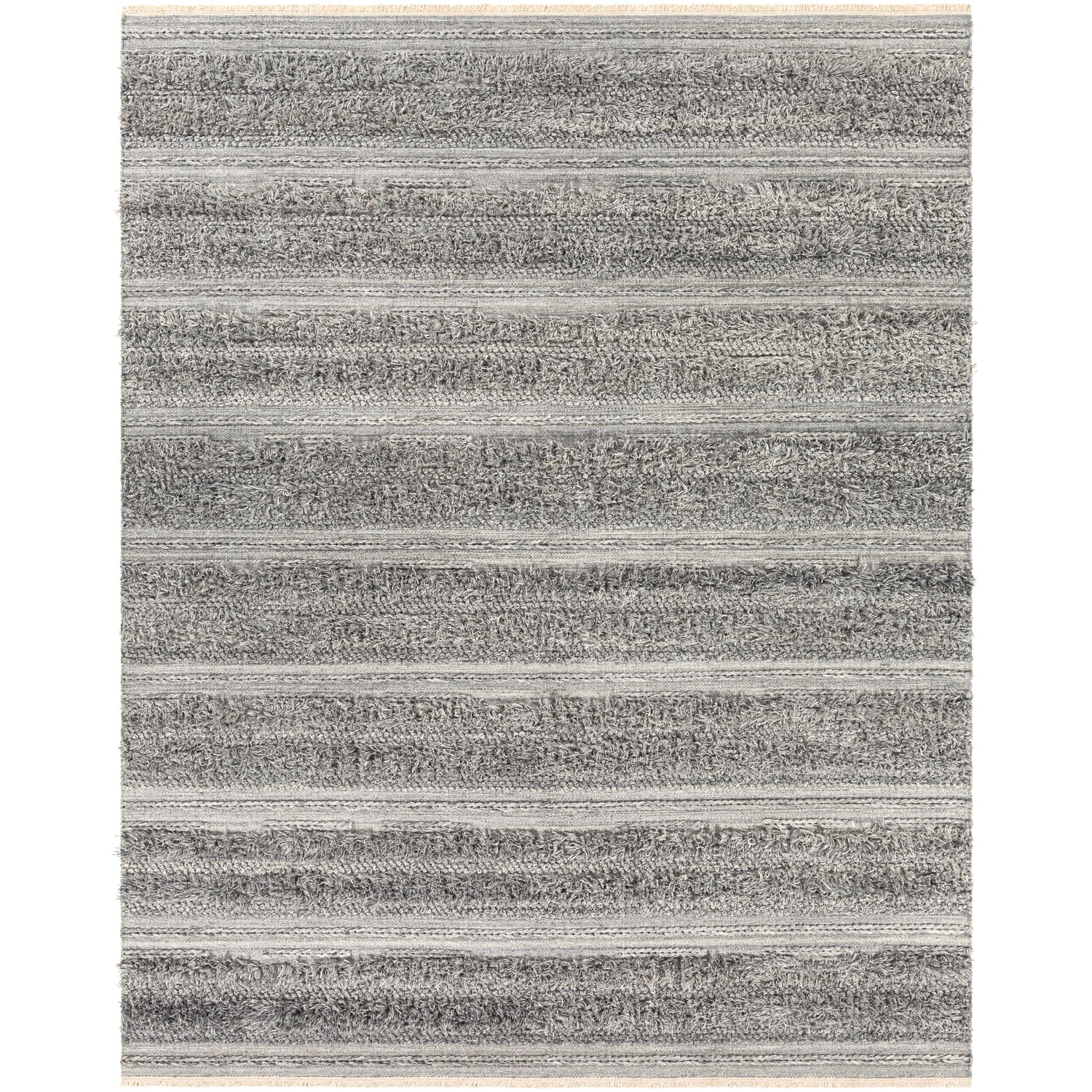 Lugano Hand Woven Rug in Medium Gray, Black, Cream