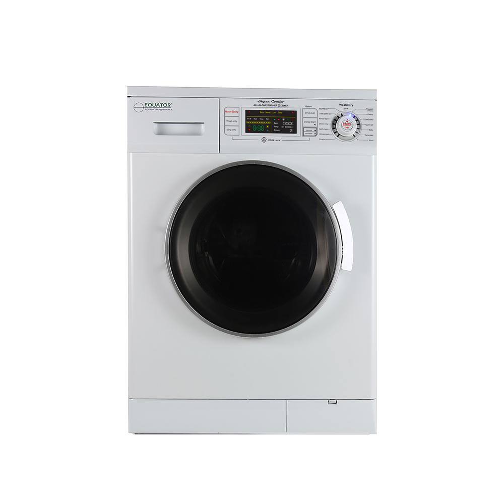 EQUATOR ADVANCED Appliances 1.57 cu. ft. 110V All-in-One Washer and Dryer Combo with Pedestal in White EZ4400 N -White (V 2.5) + PDL 4455 White