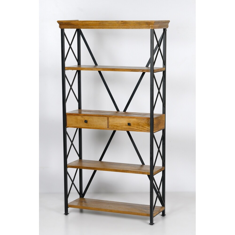 Dakota Wood Metal Tall Etagere Bookshelf