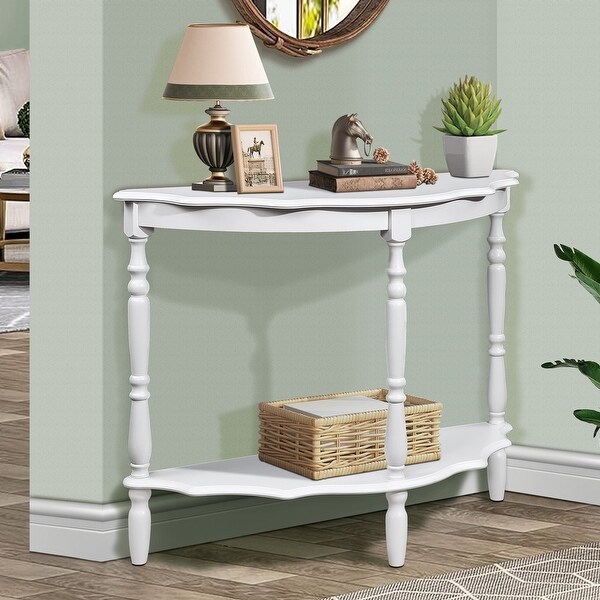 42'' Retro Circular Curved HalfMoon Console Table