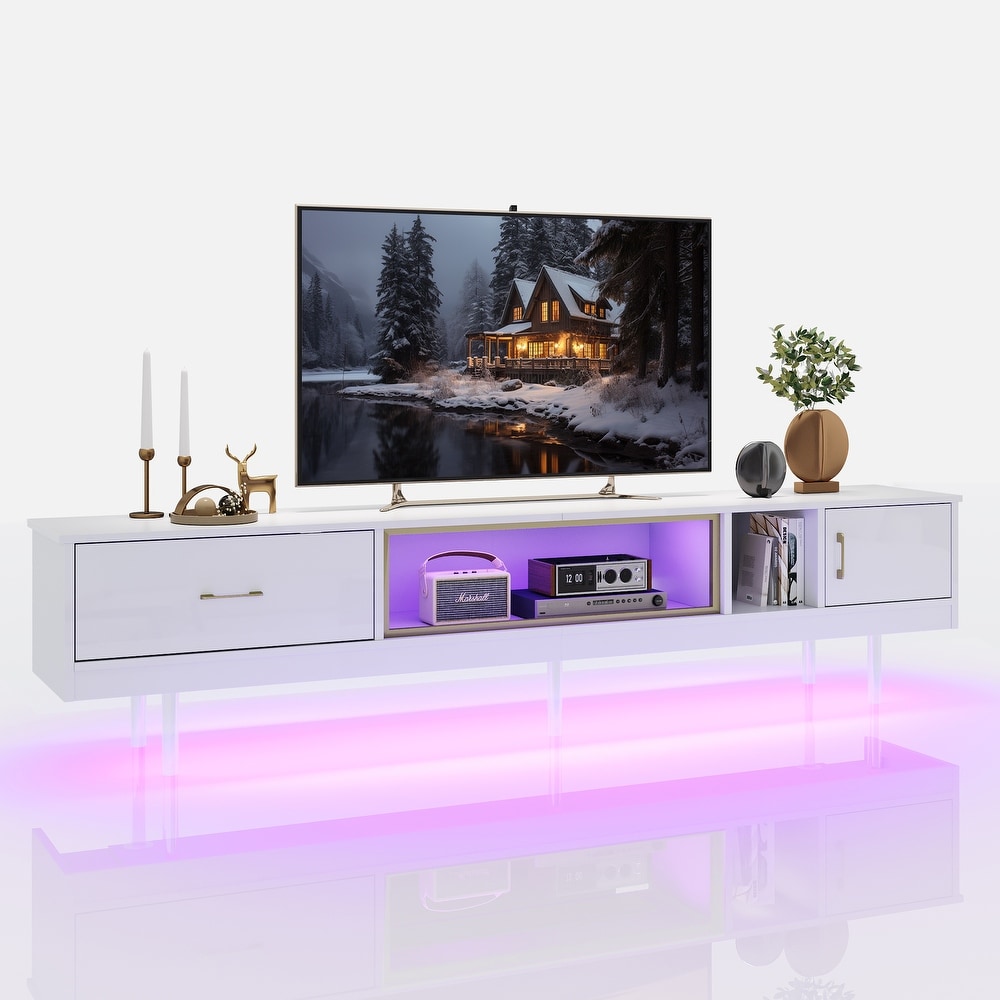 High Gloss LED TV Stands Modern Entertainment Center for 85\