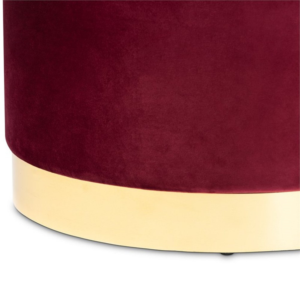 Bowery Hill Red Velvet Upholstered Gold Finished Storage Ottoman   Contemporary   Footstools And Ottomans   by Homesquare  Houzz