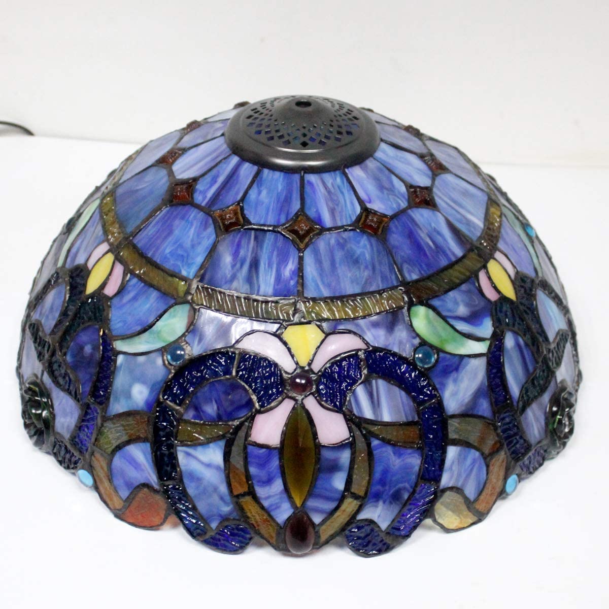 GEDUBIUBOO Tiffany Lamp Blue Purple Cloud Stained Glass Style Table Lamp 16X16X24 Inches Desk Bedside Reading Light Metal Base Decor Bedroom Living Room  Office S558 Series