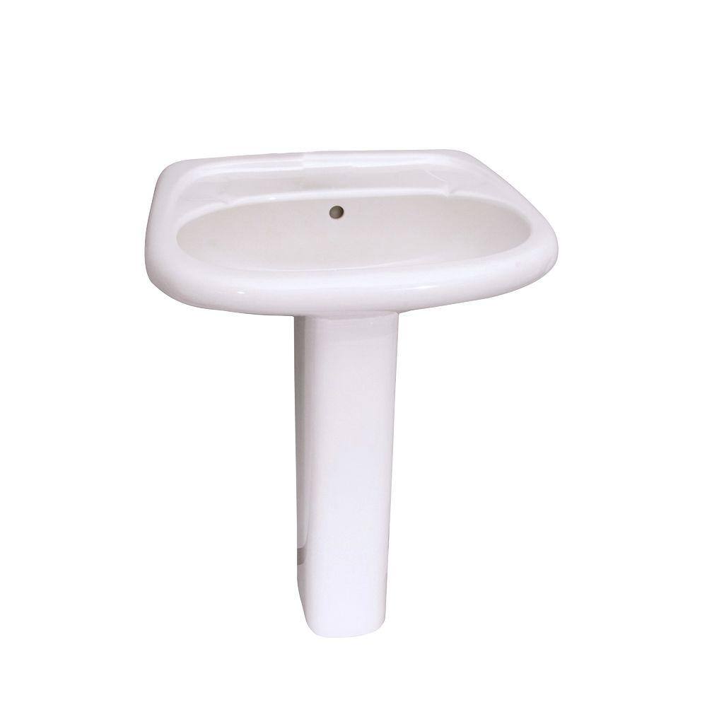 Barclay Products Flora 24 in. Pedestal Combo Bathroom Sink for 8 in. Widespread in White 3-258WH