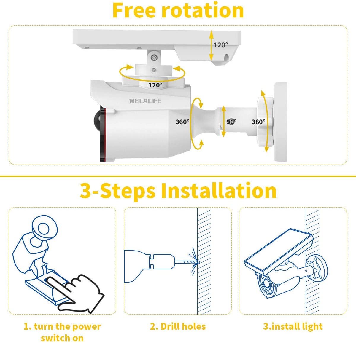 (1 PC)Solar Motion Sensor Light Outdoor， Wireless Solar Security FloodLight， 800 Lumens LED Spotlights for Garden， Yard， Backyard， Pathway， Porch