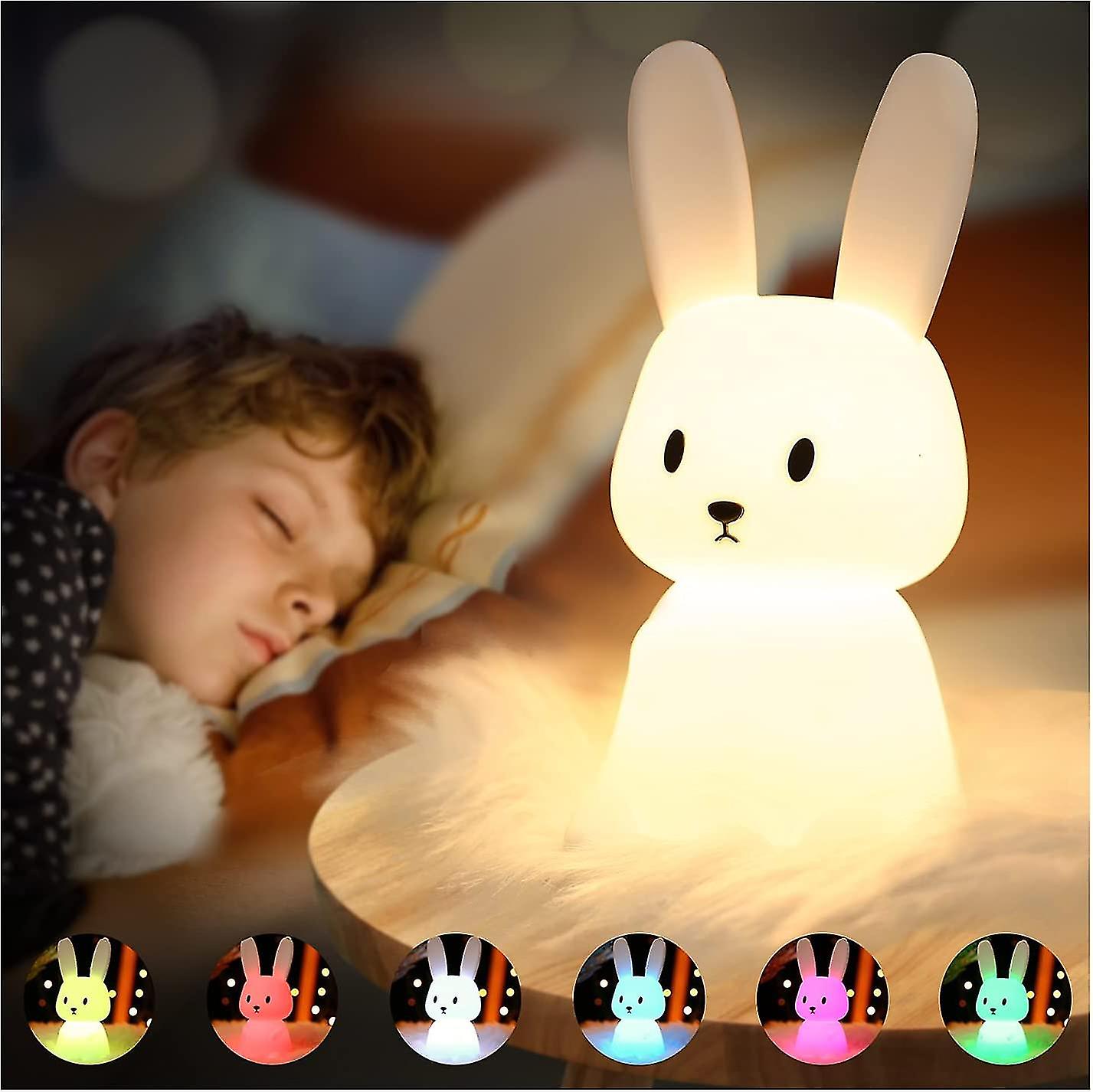 Rabbit Night Light Baby Touch 7 Colors | Usb Rechargeable Can Be Timed