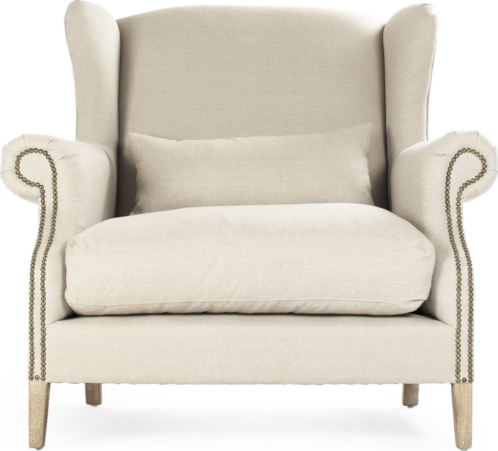 Napoleon Half Wingback Chair   Farmhouse   Armchairs And Accent Chairs   by HedgeApple  Houzz