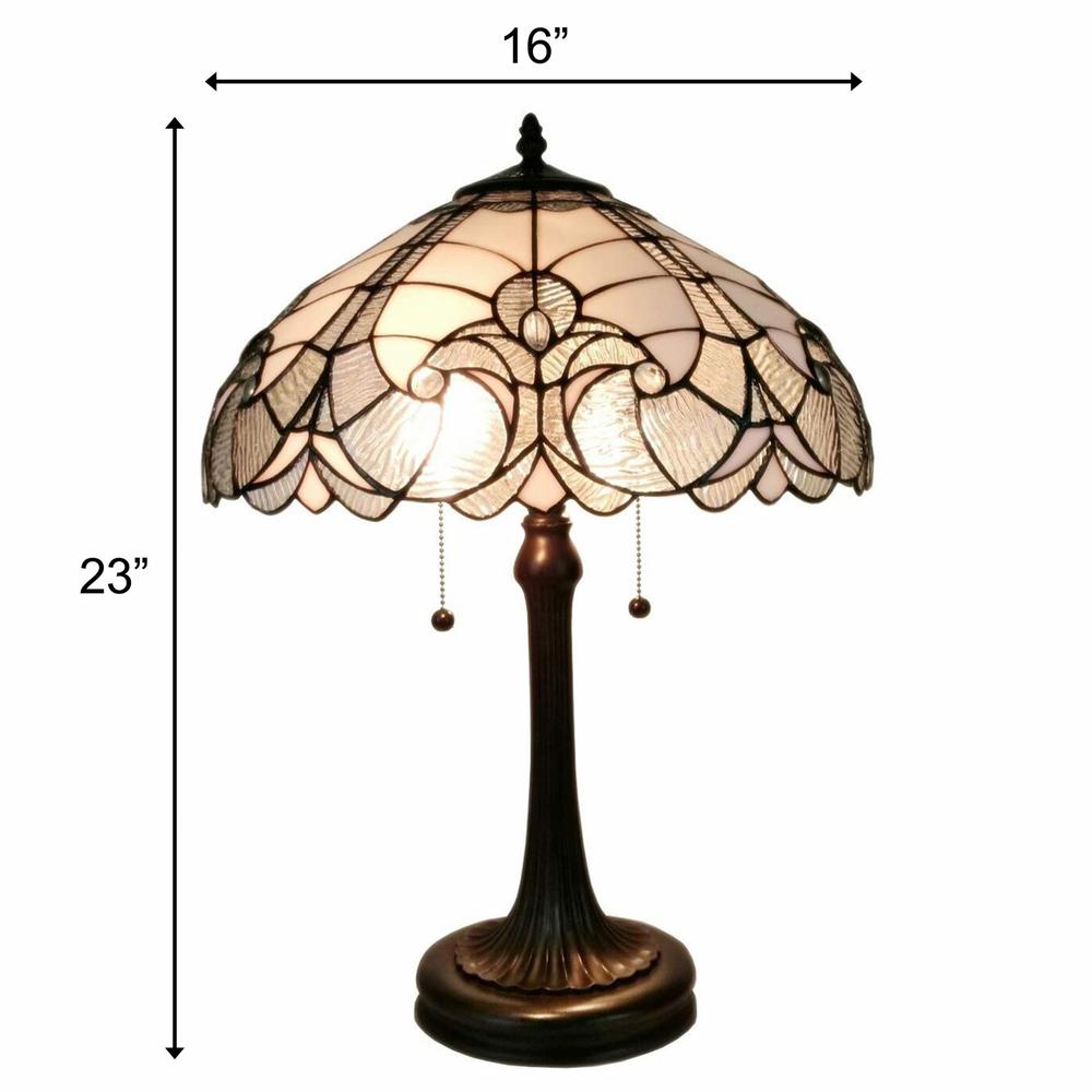 23" Stained Glass Two Light Vintage Antique Accent Table Lamp