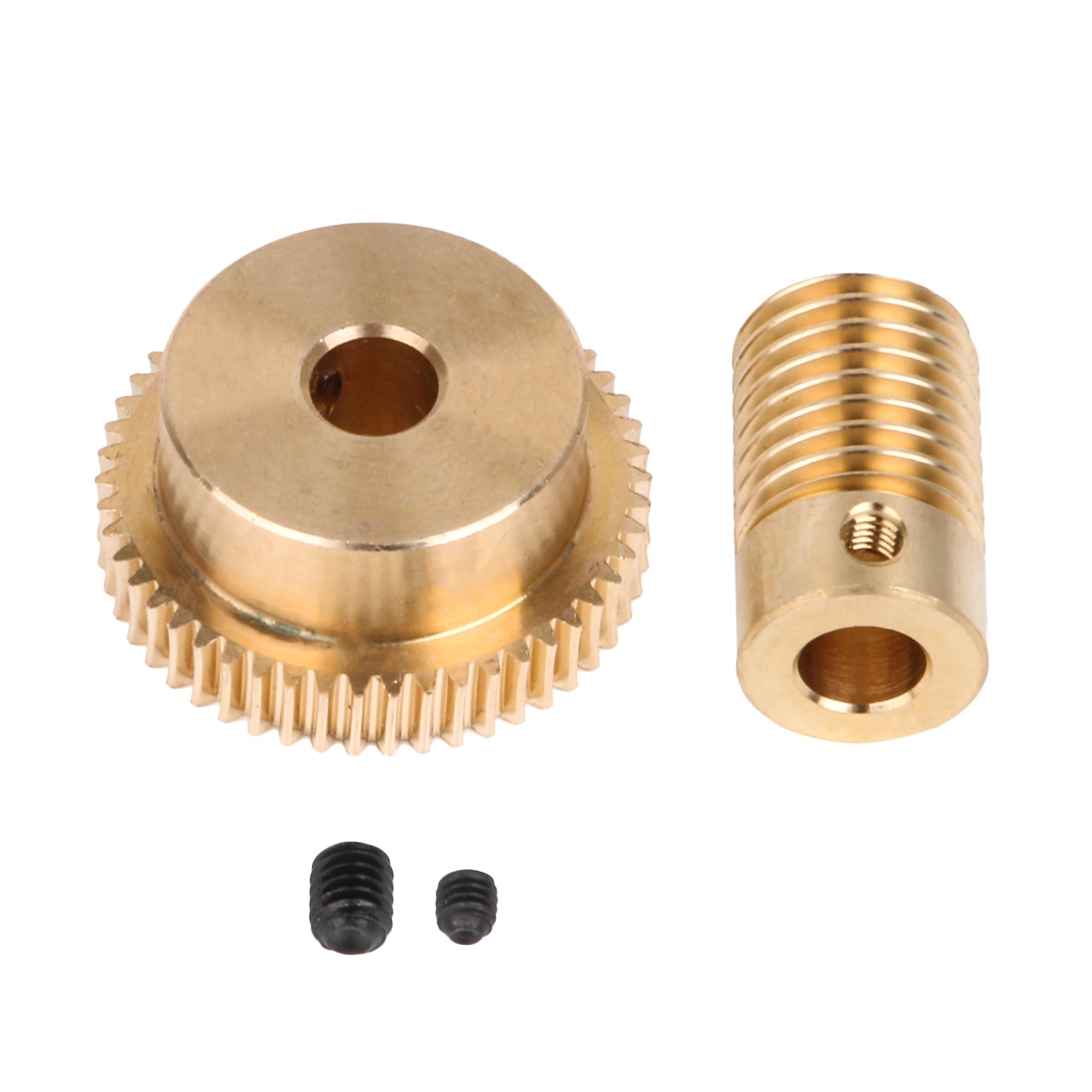 50 Teeth Brass Worm Gear Wheel and Shaft Set 0.5 Modulus 1:50