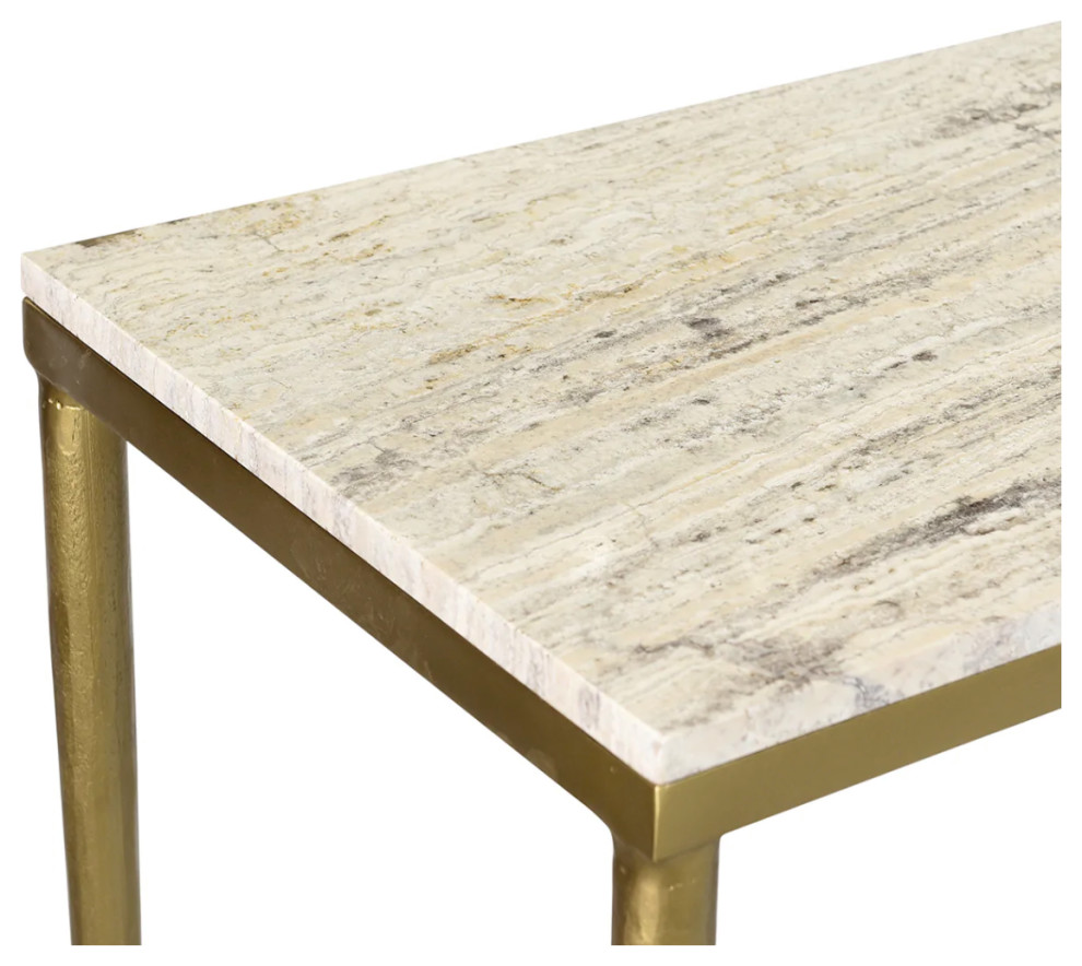 Matthew Izzo Home Arlon Travertine Console Table   Midcentury   Console Tables   by Matthew Izzo  Houzz