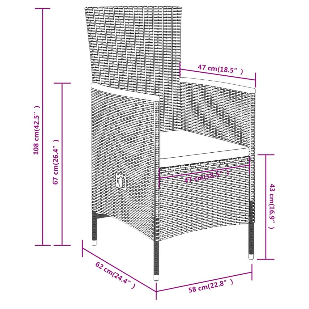 vidaXL Patio Dining Set 3/5/7 Piece Multi Colors 31.5\