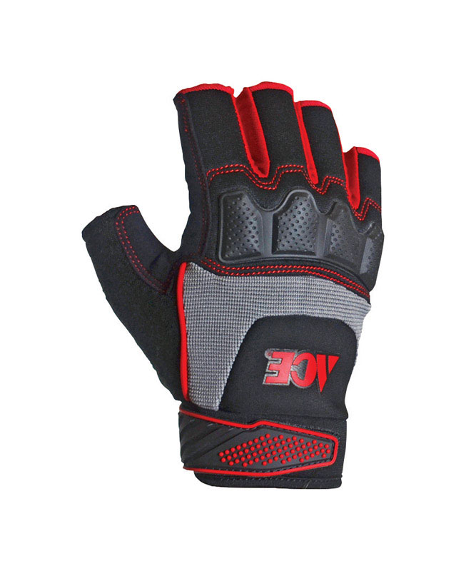 Ace Men\u0027s Indoor/Outdoor Fingerless Work Gloves Black and Gray M 1 pair