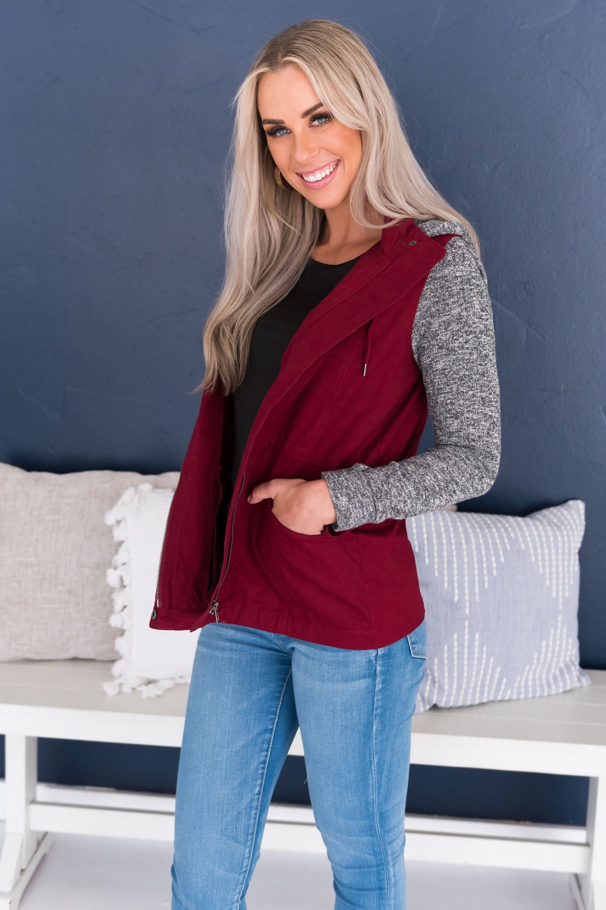 Bring on Fall Modest Light Weight Zip-Up Hoodie