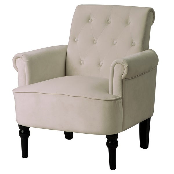 Elegant Button Tufted Club Chair Accent Armchairs with Wooden Legs