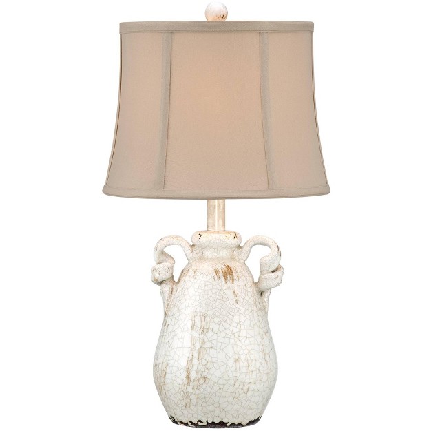 High Crackled Ivory Glaze Ceramic Beige Bell Shade For Bedroom Living Room House Home