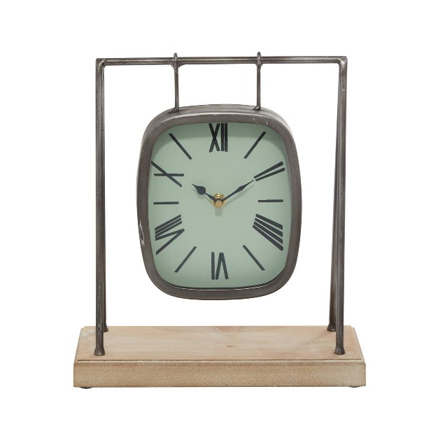 Wood Pendulum Clock With Wood Base Gray Olivia amp May