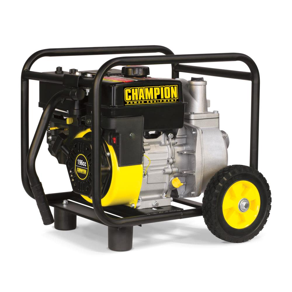 CHAMPION POWER EQUIPMENT 2-Inch Gas-Powered Semi-Trash Water Transfer Pump with Hose and Wheel Kit ; 66520