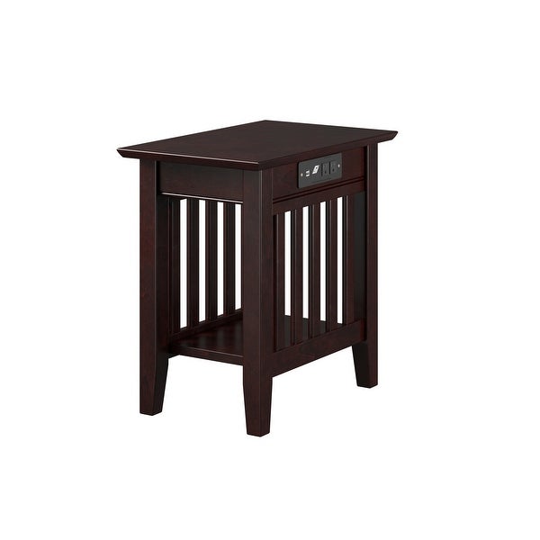 Mission Solid Wood Side Table with USB Charger Set of 2