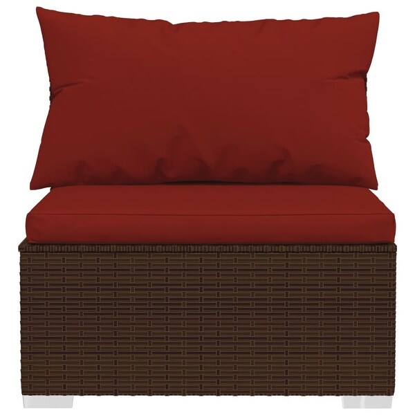 10 Piece Patio Lounge Set with Cushions Poly Rattan Brown - Overstock - 36365345