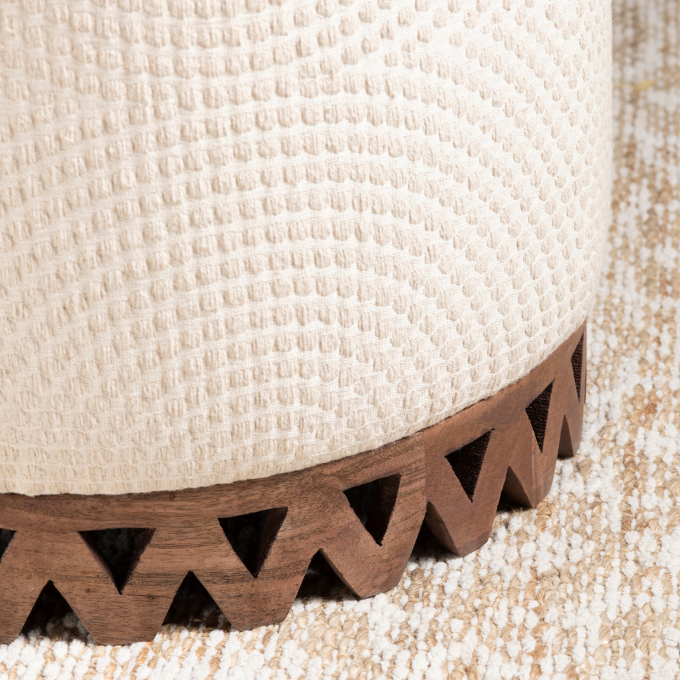 Ayah Cream Round Stool   Transitional   Footstools And Ottomans   by Crestview Collection  Houzz