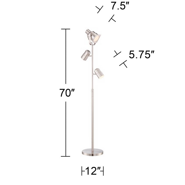 Tall Brushed Nickel 3 Light Adjustable Heads For Living Room Reading Bedroom Office House Home