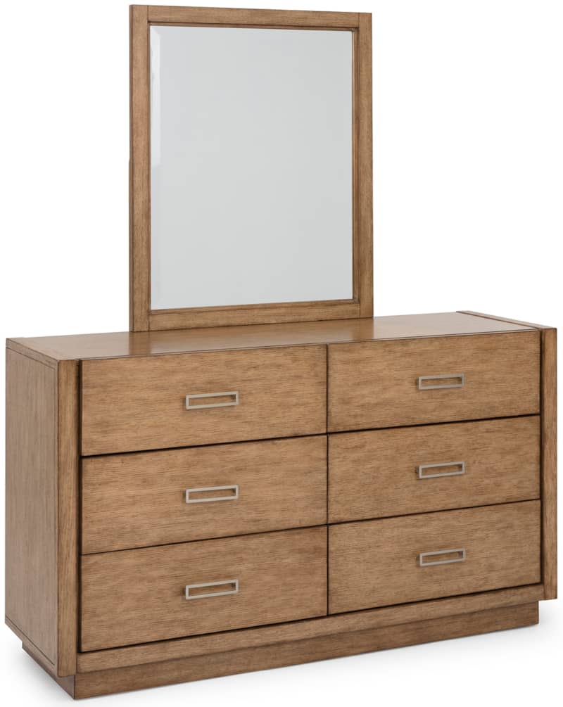 Homestyles Big Sur Oak Six Drawer Dresser and Mirror