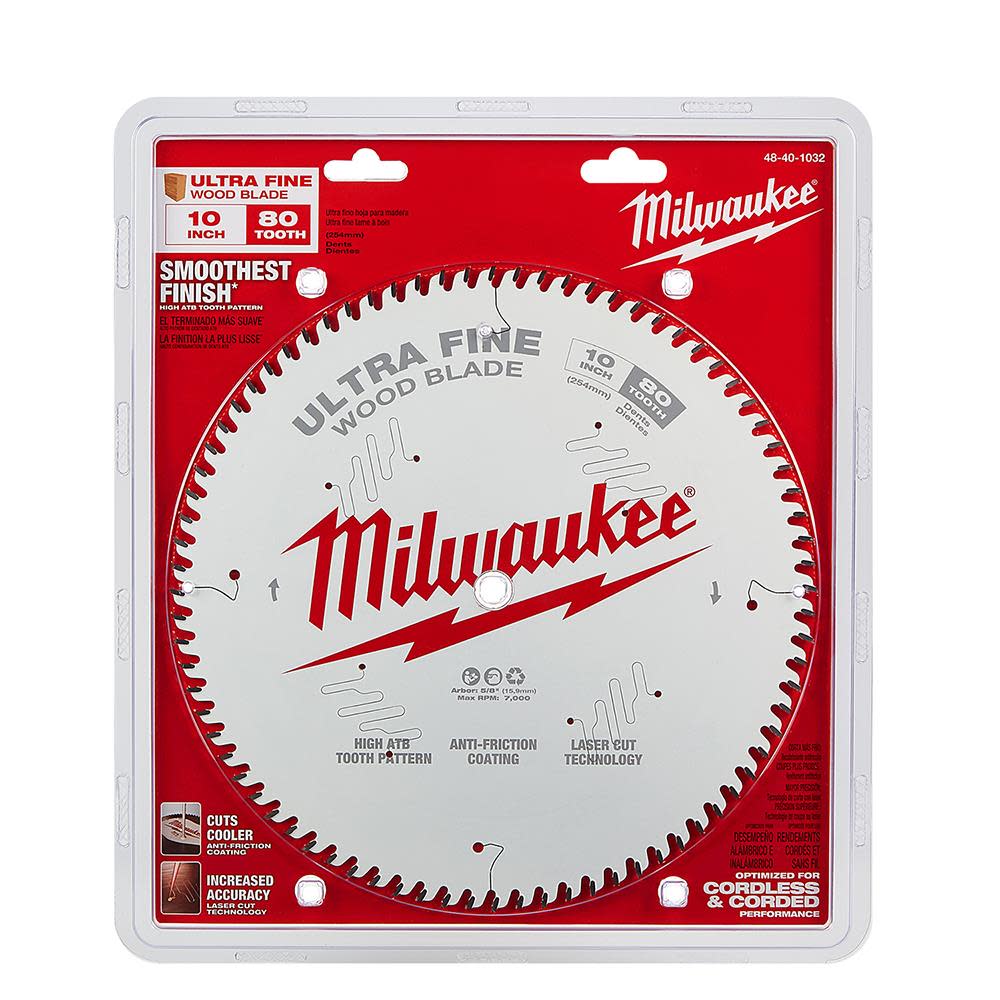 10 in. 80T Ultra Fine Finish Circular Saw Blade ;