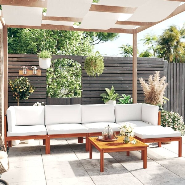 vidaXL Patio Lounge Set Outdoor Sectional Sofa with Cushions Solid Acacia Wood