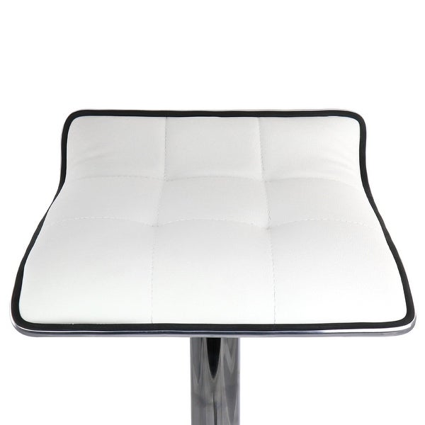 Elama 2 Piece Tufted Faux Leather Adjustable Bar Stool with Low Back in White with Chrome Base