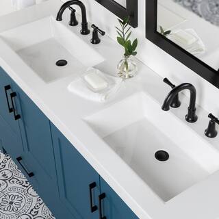 Home Decorators Collection Radien 60.5 in. W x 18.75 in. D x 34.14 in. H Bath Vanity in Admiral Blue with White Cultured Marble Top RN60P2-AE