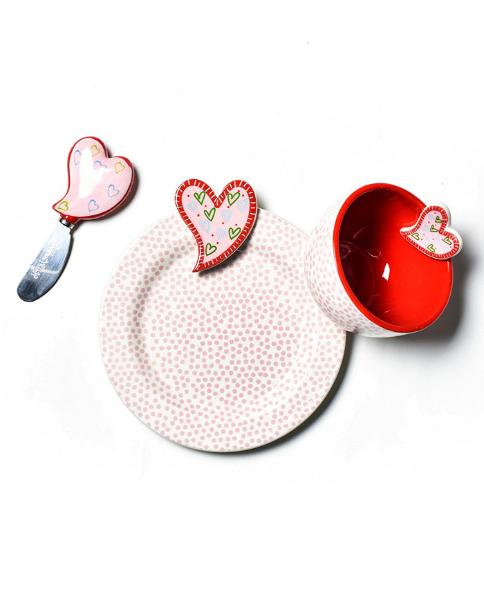 Happy Everything by Laura Johnson Heart Embellishment Plate Bowl and Spreader Set of 3