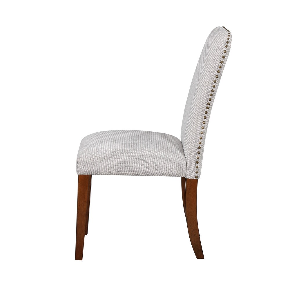 Sea Oat Dining Chair in Performance Fabric with Nail Heads   Set of 2