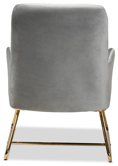 Sennet Glam and Luxe Gray Velvet Fabric Upholstered Gold Finished Armchair   Contemporary   Armchairs And Accent Chairs   by GwG Outlet  Houzz