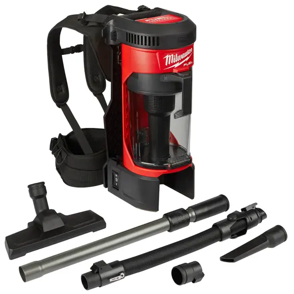 Milwaukee 0885-20 M18 18V Lithium-Ion FUEL 3-in-1 Backpack Vacuum with Hose， Attachments and HEPA Filter