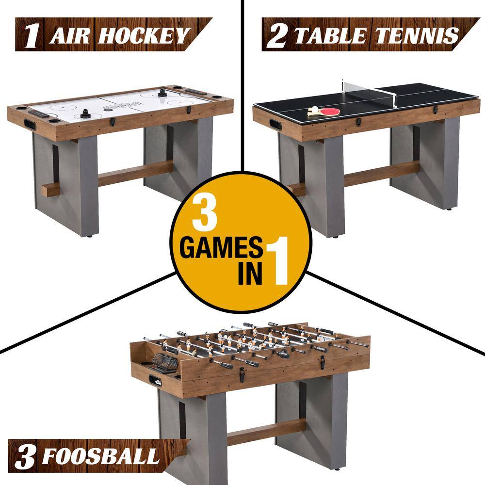 Barrington Urban Collection 54 in. 3-in-1 Combination Game Table with Air Powered Hockey Foosball and Table Tennis CB054Y22008