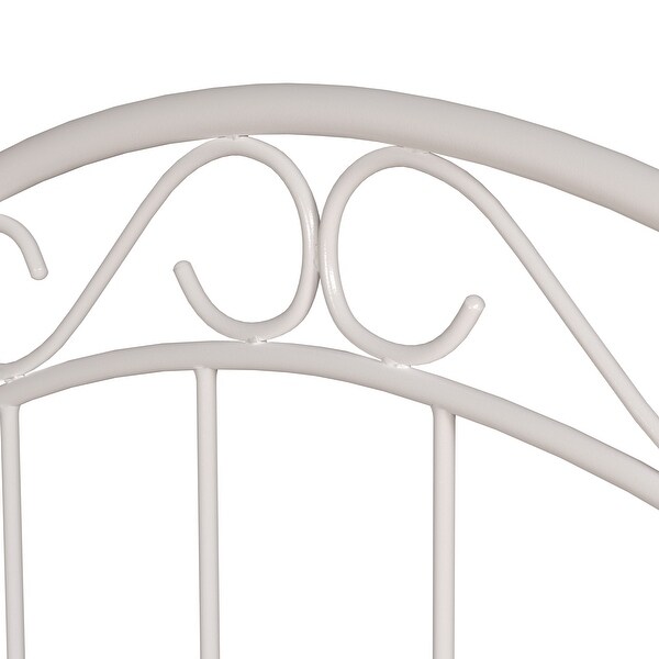 Porch and Den Neugebauer White Metal Arched Scroll Design Headboard - - 30417179