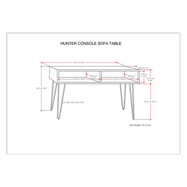 WYNDENHALL Moreno SOLID MANGO WOOD and Metal 55 inch Wide Industrial Console Sofa Table in Natural - 55 W x 16 D x 30 H