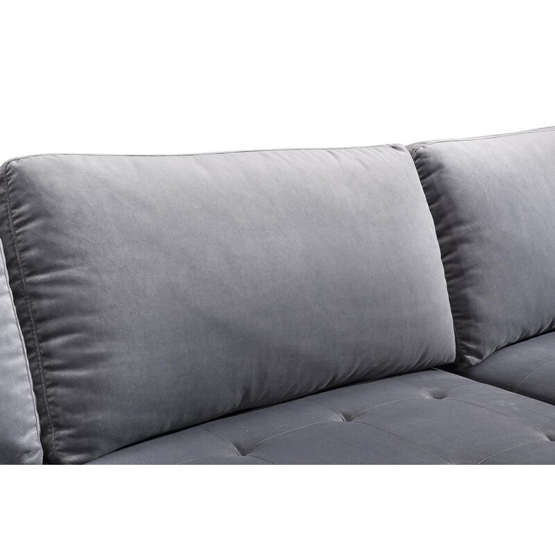 Como Grey Velvet Sectional RAF
