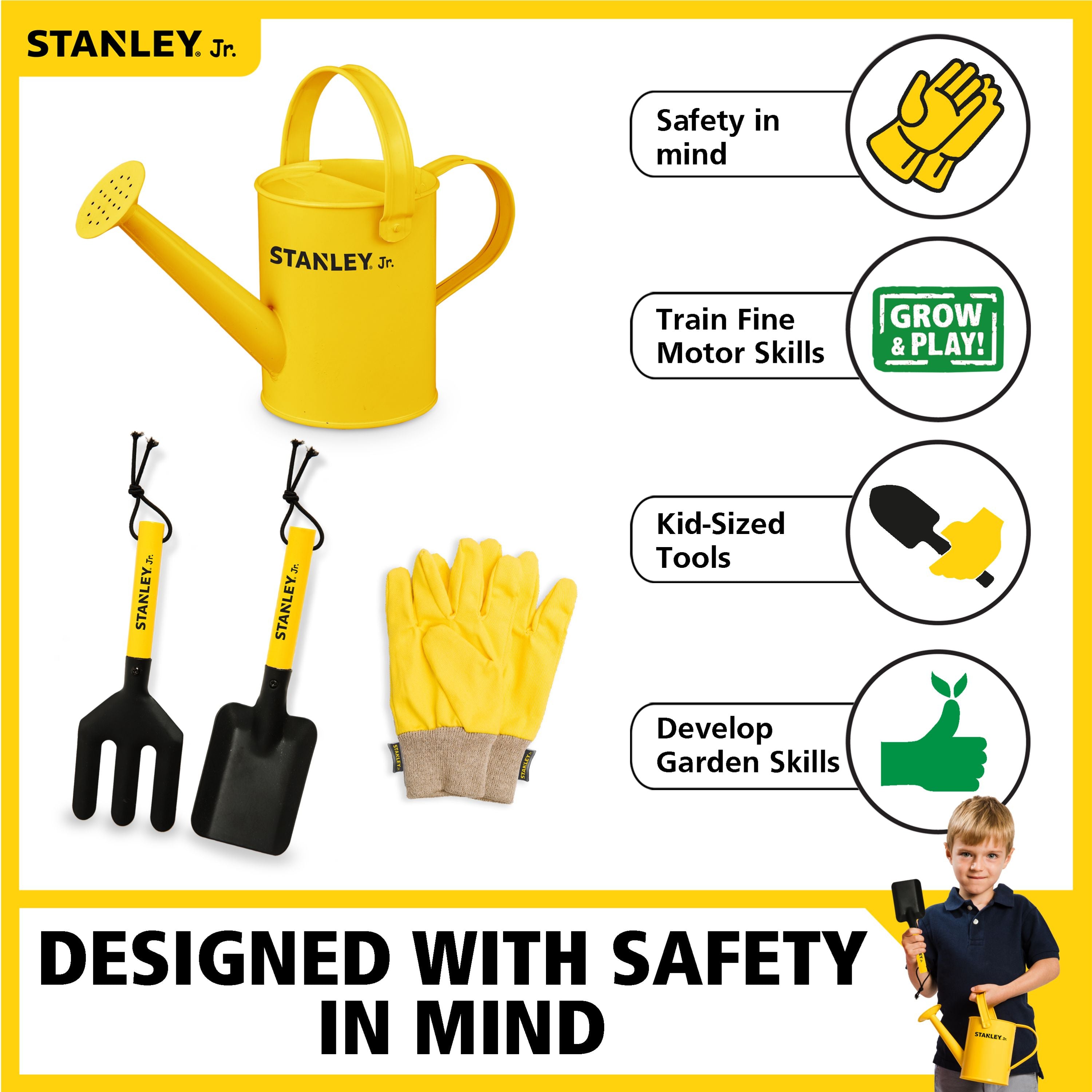 STANLEY Jr Toy Gardening Tool Set With Gloves and Watering Can