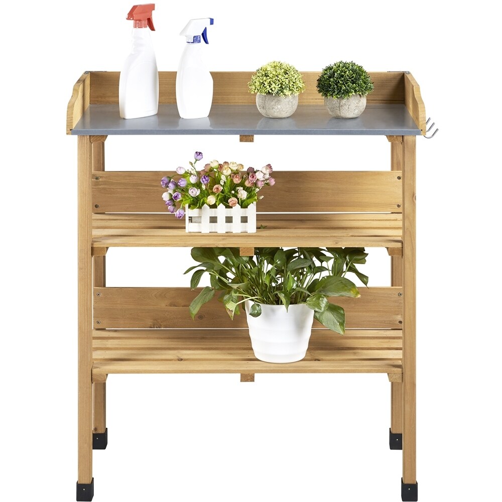 Yaheetech Outdoor Potting Bench Table Station with Storage Shelf