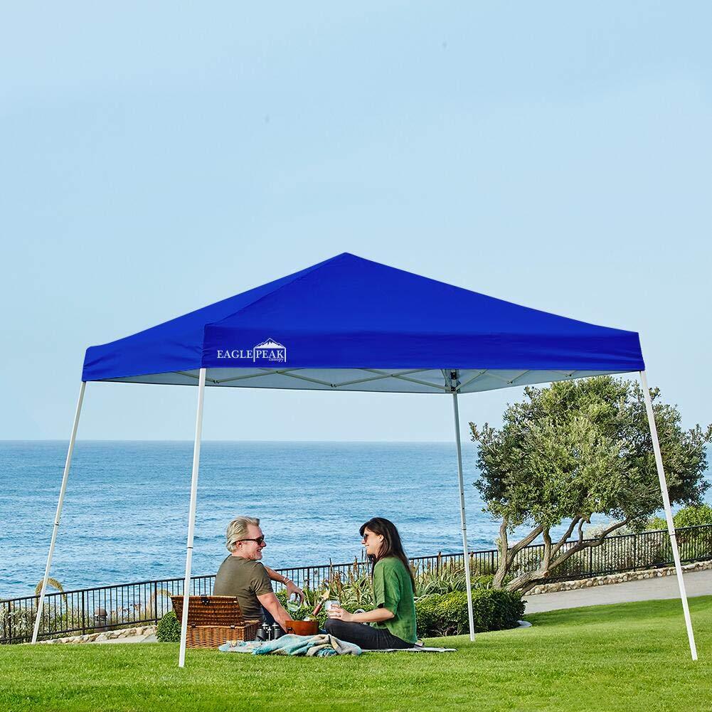 EAGLE PEAK 10' x 10' Slant Leg Pop-up Canopy Tent Easy One Person Setup Instant Outdoor Canopy Folding Shelter with 64 Square Feet of Shade (Orange)