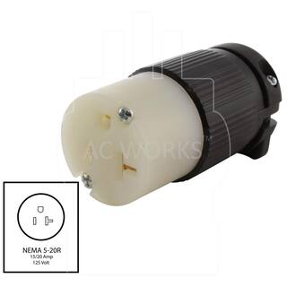 AC WORKS 15 20 Amp 125-Volt NEMA 5-1520R 3-Prong Industrial Grade Heavy Duty Household Female Connector AS520R