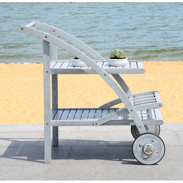 SAFAVIEH Outdoor Living Lodi Grey Wash/Beige Tea Cart