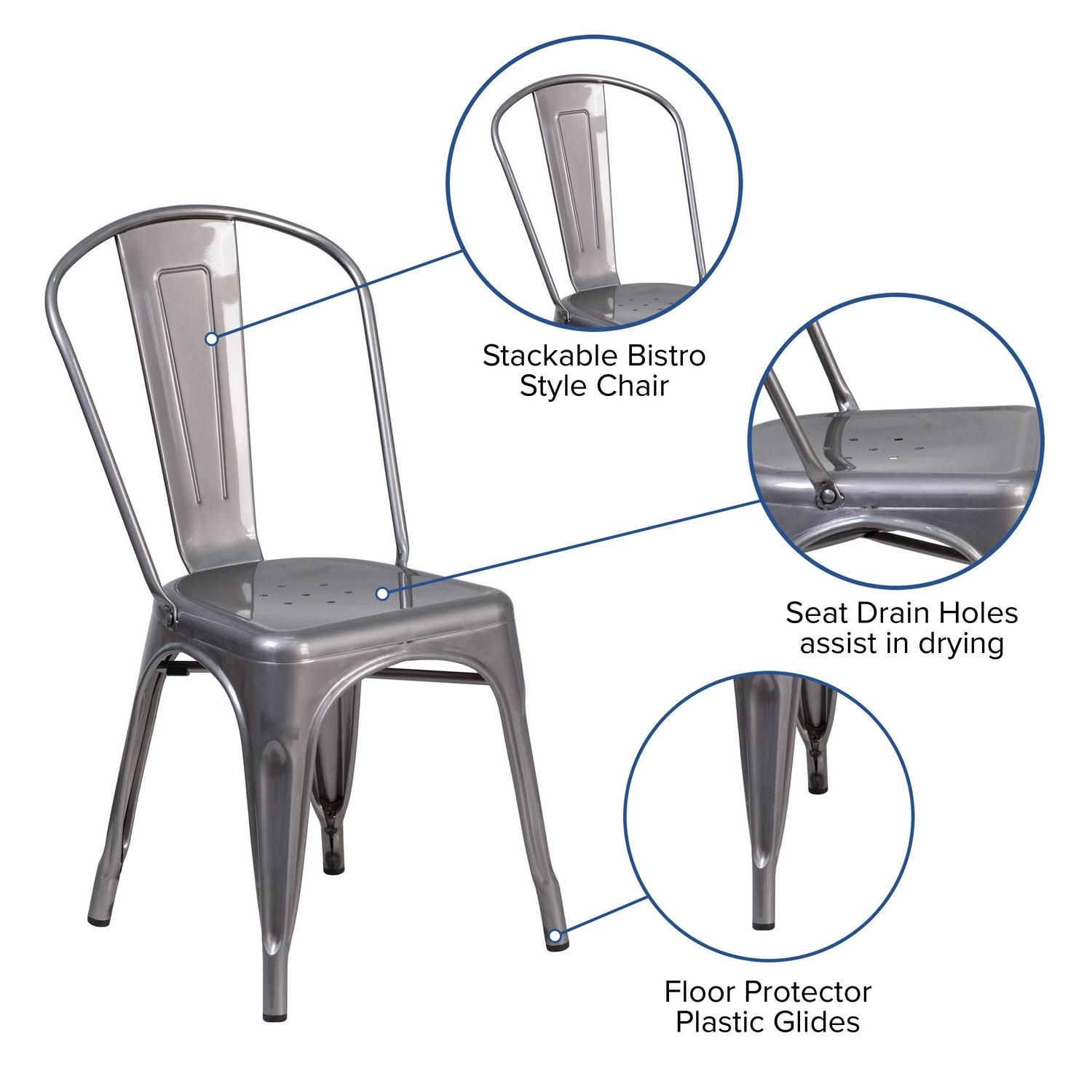 Flash Furniture Clear Coated Metal Indoor Stackable Chair