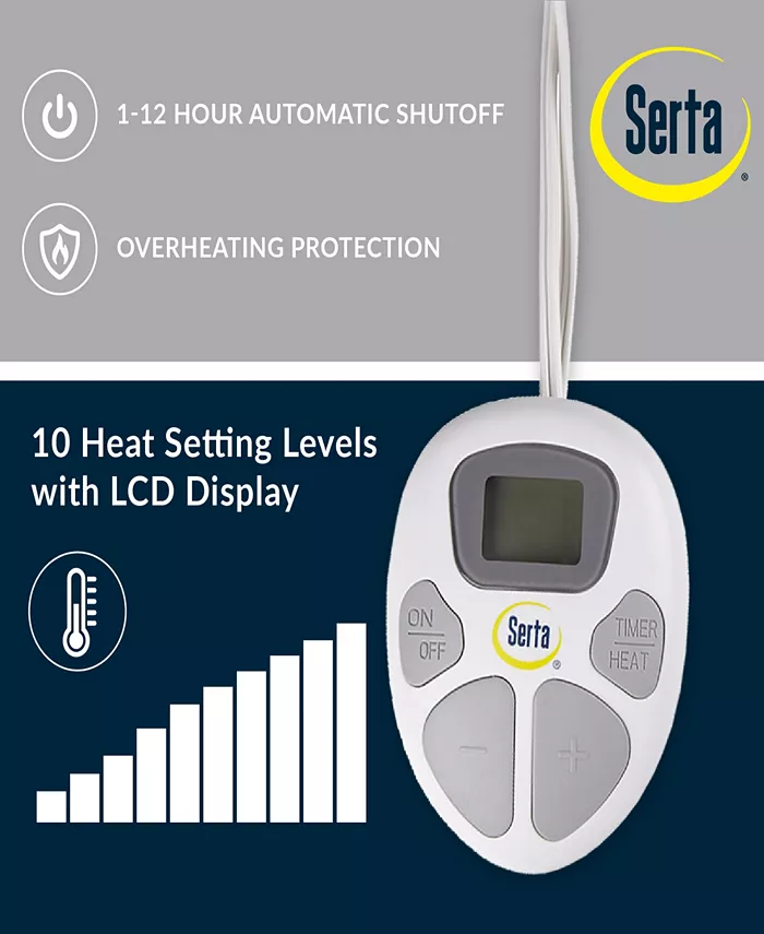 Serta Plush Heated Mattress Pad， Twin