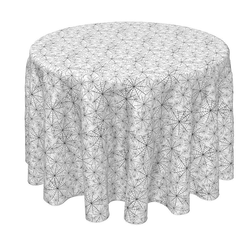 Round Tablecloth， 100% Polyester， 90 Round， Spooky Spider Webs