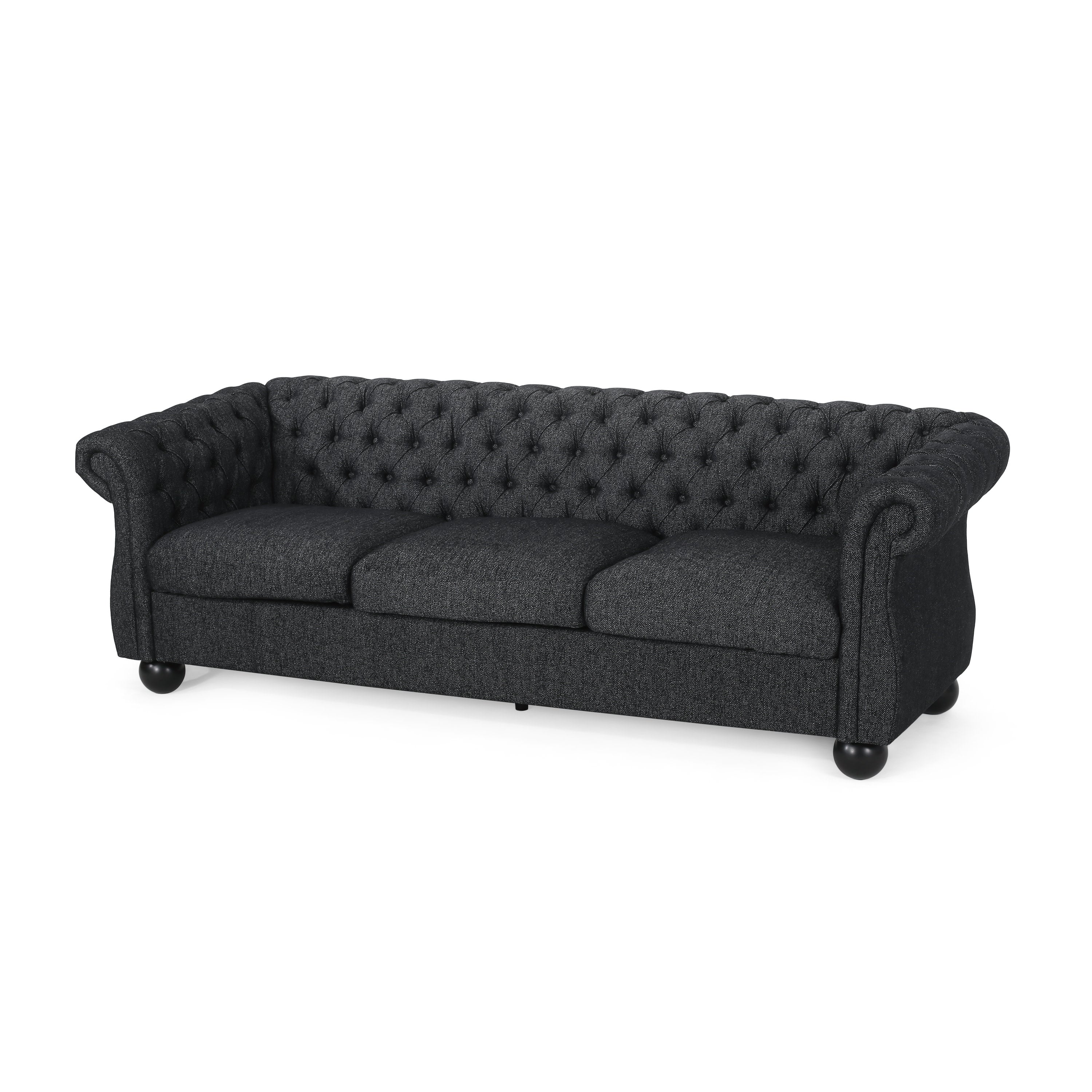 Nystrom Chesterfield Fabric Tufted 3 Seater Sofa