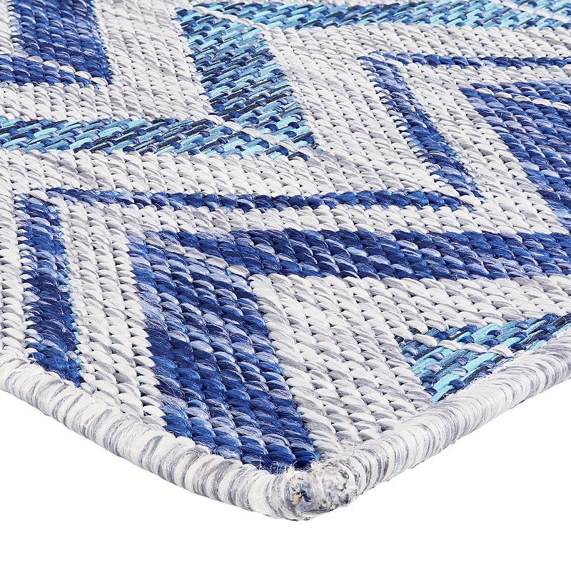 Sunnydaze Chevron Dreams Outdoor Patio Area Rug in Blue/Gray - 5 x 7 Foot