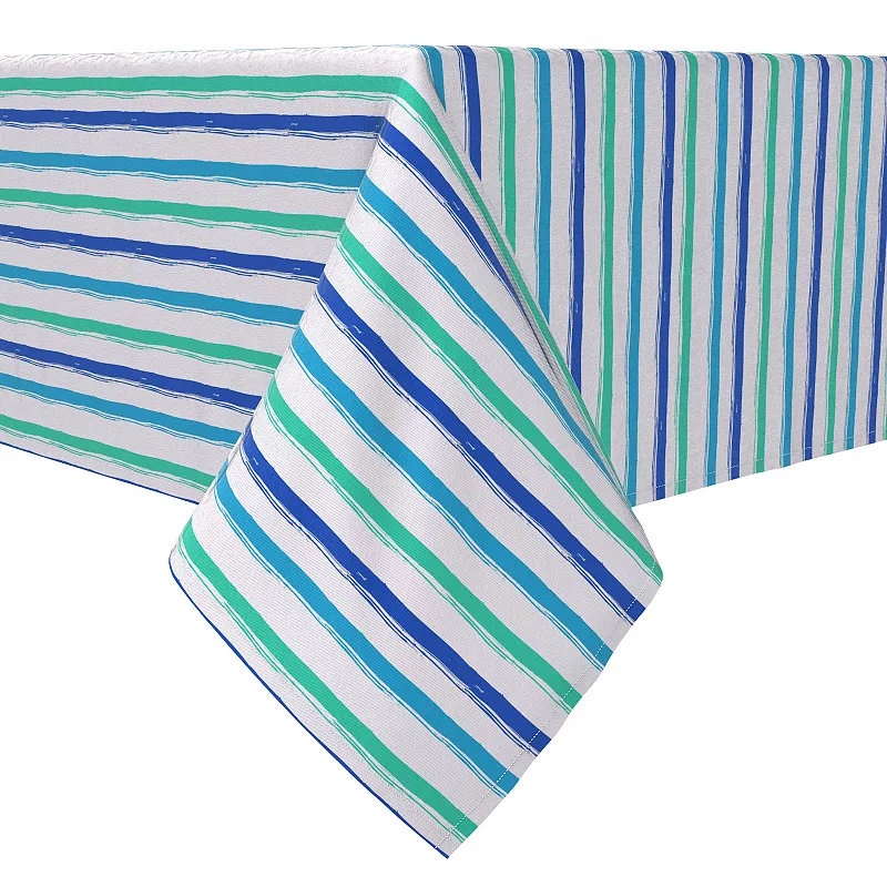 Rectangular Tablecloth， 100% Cotton， 60x84， Multi Blue Stripe